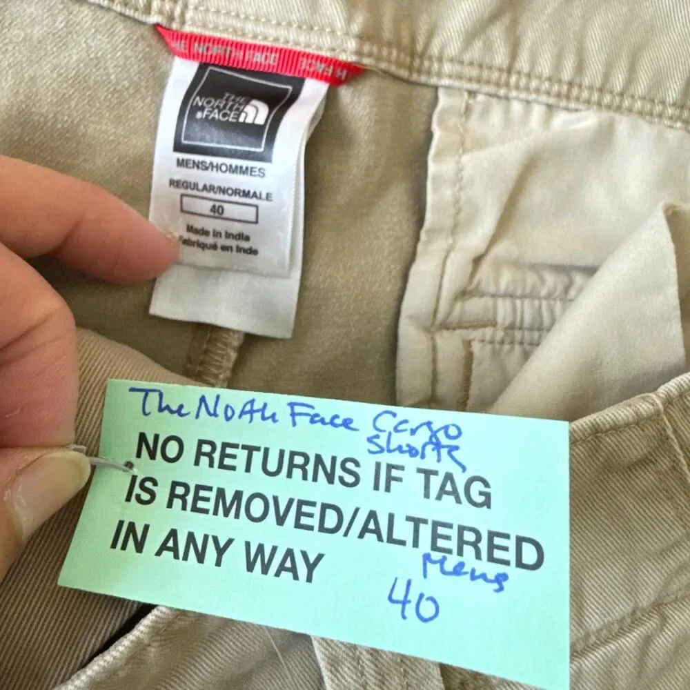 The North Face Cargo Shorts Mens 40 Canvas Cotton Khaki Color Ultility Casual